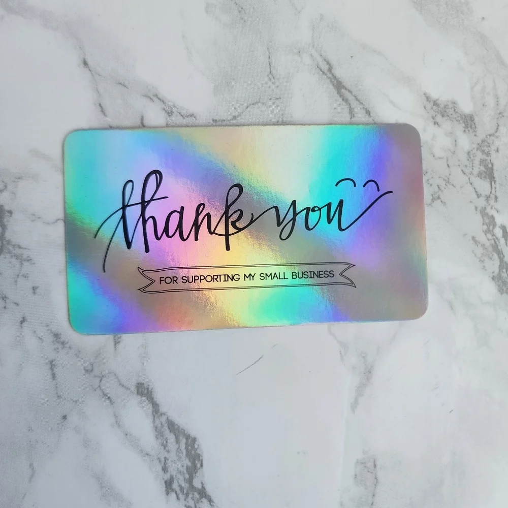 ♥️ 5x25 / 45 Thank Pieces holographic  Thank you cards